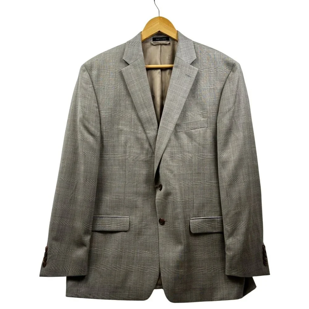 Lauren Ralph Lauren Men’s Blazer 44R Gray‎ Wool Glen Plaid Classic Jacket Preppy
